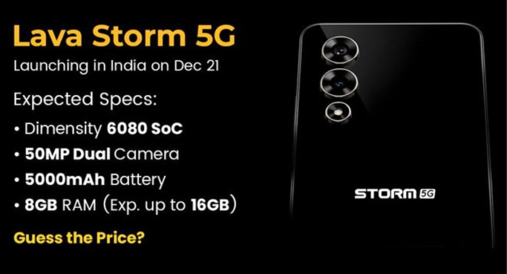 Lava Storm 5G Smartphone Specification